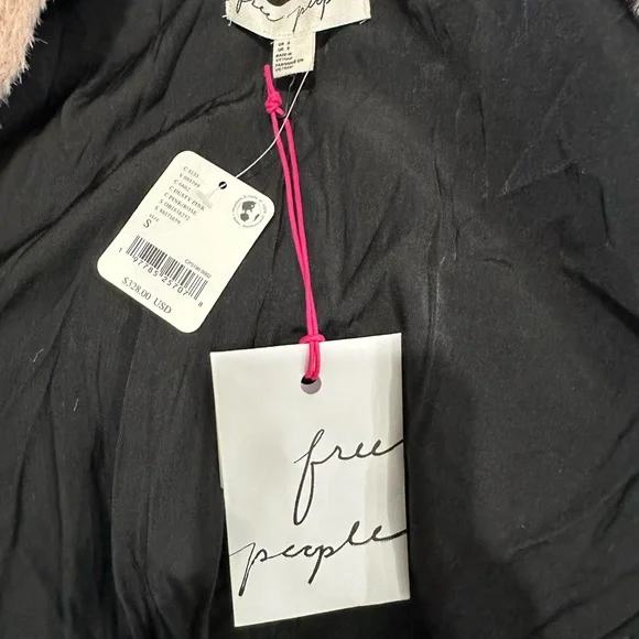🆕 FREE PEOPLE Cuff it Coat Pink Teddy Cozy Faux Fur Trench Coat Jacket - Picture 11 of 13